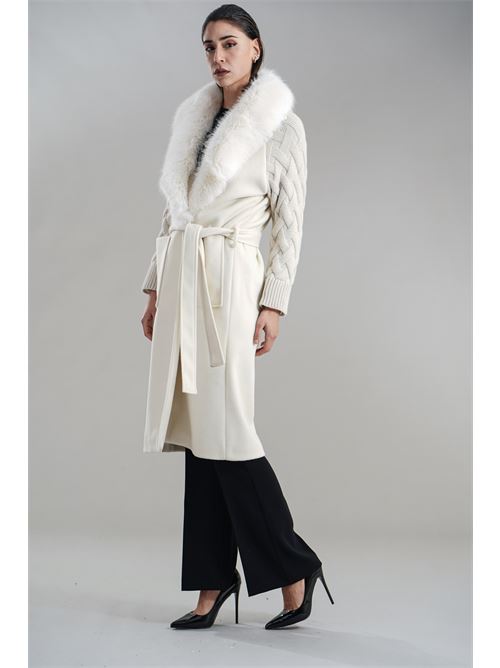 Cappotto con ecopelliccia Love To Love by Gai Mattiolo | LV2153PANNA